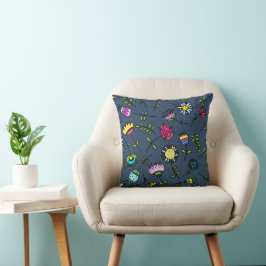 Cojín Decorativo Diseño de Arte de Patrón Floral Caprichoso