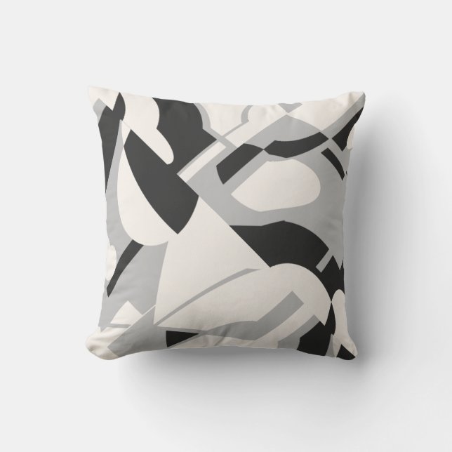 Cojín Decorativo Diseño de Arte Diagonal Negra Gris Negra Negra Neg (Anverso)