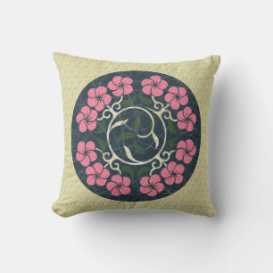 Cojín Decorativo Diseño De Arte Floral Rosa Y Azul