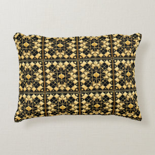 Cojín Decorativo Diseño de Arte Geométrico Dorado Elegante