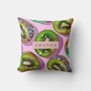 Cojín Decorativo Diseño de Arte Pop de Kiwi Brillante Personalizado