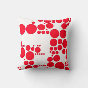Cojín Decorativo Diseño de arte retro con puntos de polka rojo