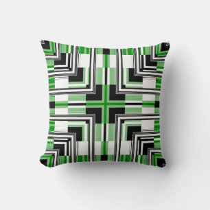 Cojín Decorativo Diseño de arte retro de patrón negro verde sin foc