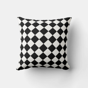 Cojín Decorativo Diseño de bandera a cuadros en blanco y negro