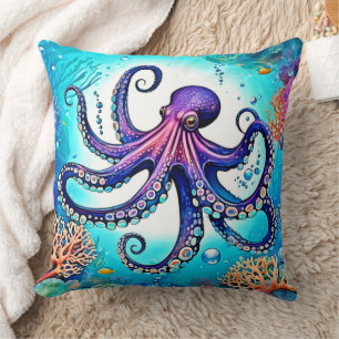 Cojín Decorativo Diseño de brillo de octopus coral