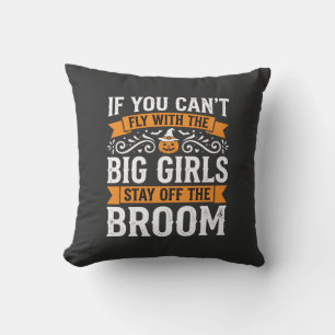 Cojín Decorativo Diseño de bruja con escoba para chicas grandes de 