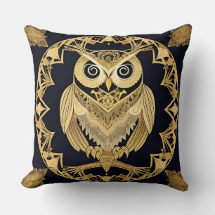 Cojín Decorativo Diseño de búho dorado estético – Simetría ornament