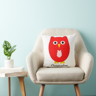 Cojín Decorativo Diseño de búho personalizado Red Owl
