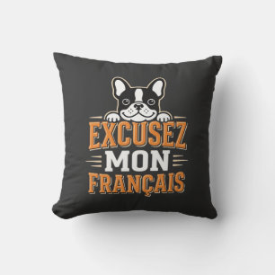 Cojín Decorativo Diseño de Bulldog Francés Excusez Mon Franais