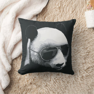 Cojín Decorativo Diseño de cabeza de panda con gafas de sol