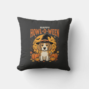 Cojín Decorativo Diseño de calabaza de perro Beagle Halloween Howl-