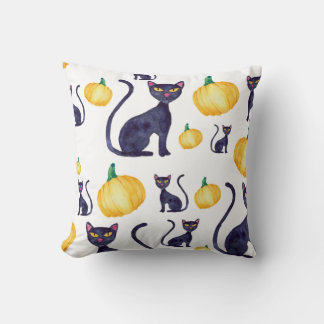 Cojín Decorativo Diseño de calabazas para gatos negros y Naranjas d