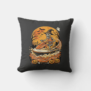 Cojín Decorativo Diseño de calavera de bruja de Halloween de moto d