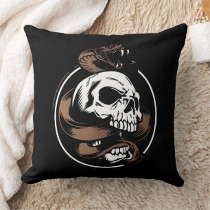 Cojín Decorativo Diseño de Calavera y Serpiente: Apretón del Destin