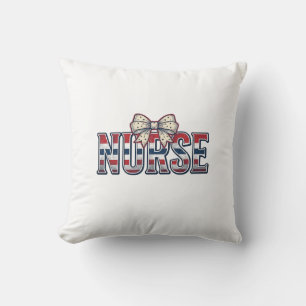 Cojín Decorativo Diseño de camisa con lazo de enfermera patriótica 