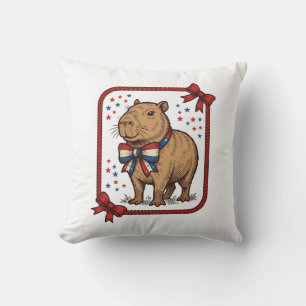 Cojín Decorativo Diseño de camisa de corbata de lazo de capibara pa