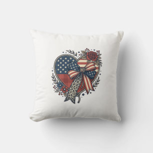 Cojín Decorativo Diseño de camisa floral con lazo de corazón patrió