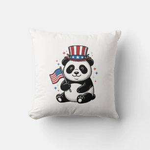 Cojín Decorativo Diseño de camiseta con bandera de panda patriótico