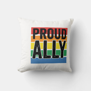 Cojín Decorativo Diseño de camiseta de apoyo al orgullo vintage Pro