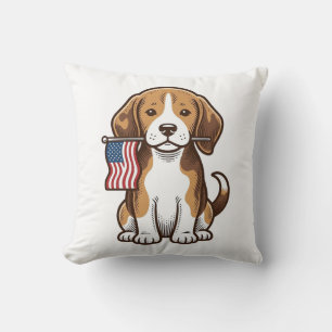 Cojín Decorativo Diseño de camiseta de bandera americana de cachorr