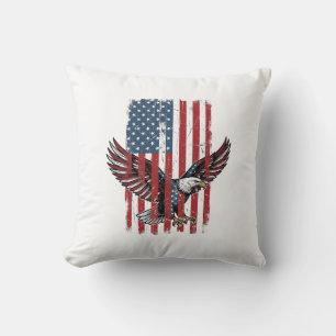Cojín Decorativo Diseño de camiseta de bandera de águila patriótica
