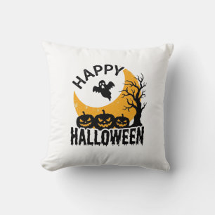 Cojín Decorativo Diseño de camiseta de calabaza fantasma Feliz Hall