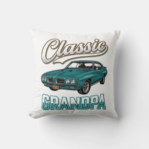 Cojín Decorativo Diseño de camiseta de coche vintage de abuelo clás