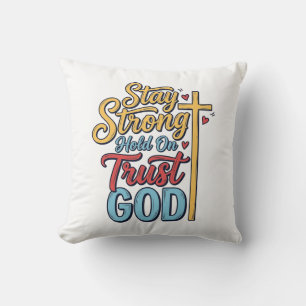 Cojín Decorativo Diseño de camiseta de cruz cristiana confía en Dio