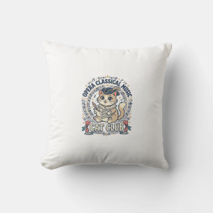 Cojín Decorativo Diseño de camiseta de gato lindo de música clásica