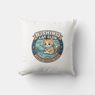 Cojín Decorativo Diseño de camiseta de gato pescador gato lindo - G