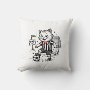 Cojín Decorativo Diseño de camiseta de grabado de gato de fútbol vi