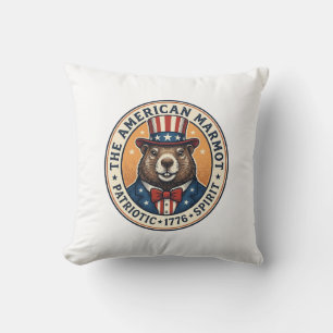 Cojín Decorativo Diseño de camiseta de grabado vintage de marmota p