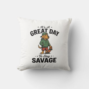 Cojín Decorativo Diseño de camiseta de grabado vintage de perro sal