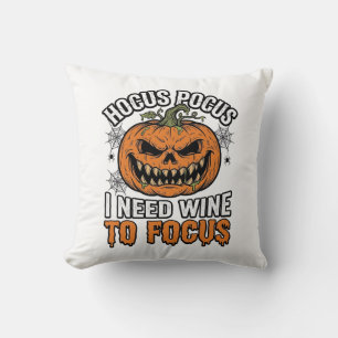 Cojín Decorativo Diseño de camiseta de Halloween de calabaza de vin