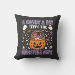Cojín Decorativo Diseño de camiseta de Halloween de un caramelo al