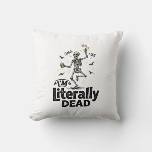 Cojín Decorativo Diseño de camiseta de humor de esqueleto vintage l