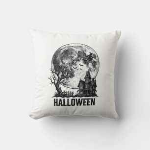 Cojín Decorativo Diseño de camiseta de luna de casa embrujada de Ha
