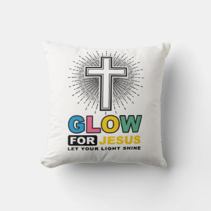 Cojín Decorativo Diseño de camiseta de luz de cruz cristiana Glow F