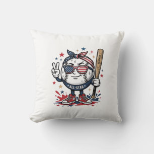 Cojín Decorativo Diseño de camiseta de mascota de béisbol patriota 
