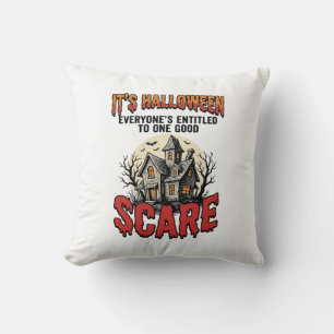 Cojín Decorativo Diseño de camiseta de miedo de casa embrujada de H