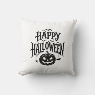 Cojín Decorativo Diseño de camiseta de murciélago de calabaza feliz