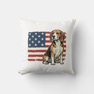 Cojín Decorativo Diseño de camiseta de perro con bandera patriótica