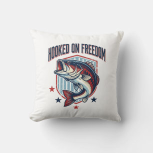 Cojín Decorativo Diseño de camiseta de pesca de lubina vintage adic