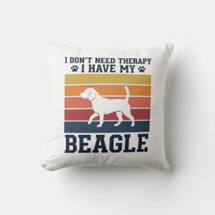 Cojín Decorativo Diseño de camiseta de terapia de perro Beagle vint