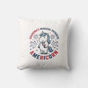 Cojín Decorativo Diseño de camiseta de unicornio americano patriota
