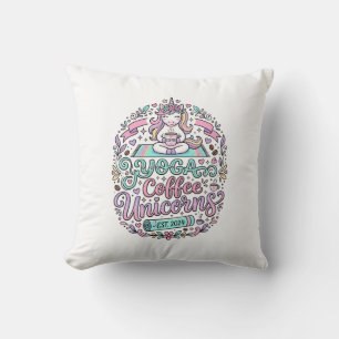 Cojín Decorativo Diseño de camiseta elegante de unicornios de yoga