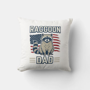Cojín Decorativo Diseño de camiseta patriótica de mapache vintage p