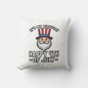 Cojín Decorativo Diseño de camiseta patriótica Gnome cumpleaños 4 d