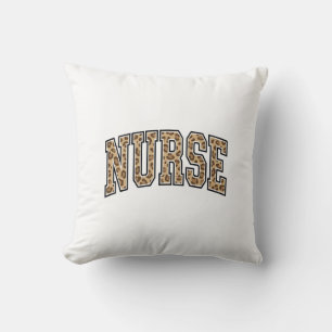 Cojín Decorativo Diseño de camiseta universitaria de enfermera leop
