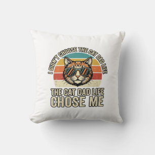 Cojín Decorativo Diseño de camiseta Vintage Cat Dad Life Chose Me_1